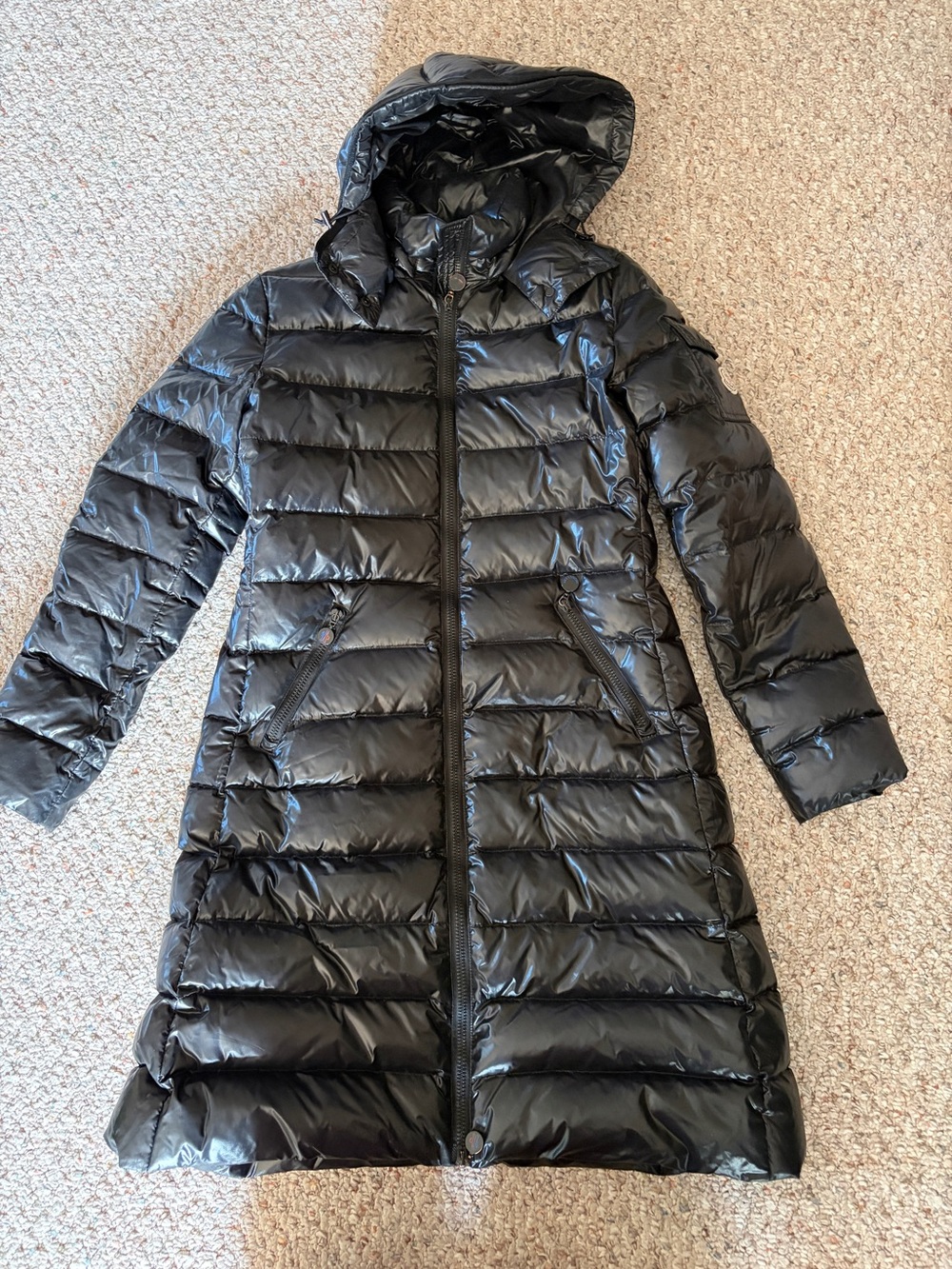 Moncler Moka shiny quilted down puffer coat water resistant Black size 1/small